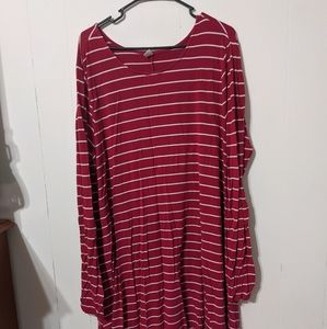 Red and white striped t-shirt dress